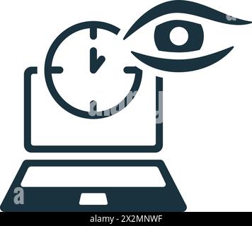 Icona software di tracciamento temporale. Icona monocromatica Simple Remote Work per modelli, Web design e infografiche Illustrazione Vettoriale