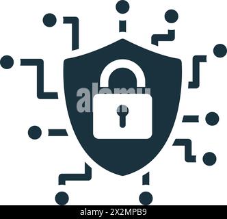 Icona sicurezza informatica. Icona monocromatica Simple Remote Work per modelli, Web design e infografiche Illustrazione Vettoriale
