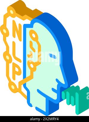 illustrazione vettoriale dell'icona isometrica nlp di elaborazione del linguaggio naturale Illustrazione Vettoriale