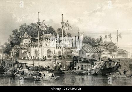 Stazione militare vicino alla città di Chokian / Cina / disegnata da T.. Allom inciso da E.. Brandard Foto Stock