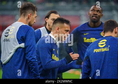 Milano, Italie. 22 aprile 2024. Lautaro Martínez (FC Inter) durante la partita di campionato italiano di serie A tra AC Milan e FC Internazionale il 22 aprile 2024 allo stadio San Siro di Milano, Italia - Photo Morgese-Rossini/DPPI Credit: DPPI Media/Alamy Live News Foto Stock