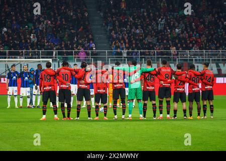 Milano, Italie. 22 aprile 2024. Squadra dell'AC Milan durante il campionato italiano di serie A tra AC Milan e FC Internazionale il 22 aprile 2024 allo stadio San Siro di Milano, Italia - Photo Morgese-Rossini/DPPI Credit: DPPI Media/Alamy Live News Foto Stock