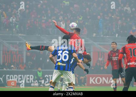 Milano, Italie. 22 aprile 2024. Olivier Giroud (AC Milan) durante la partita di campionato italiano di serie A tra AC Milan e FC Internazionale il 22 aprile 2024 allo stadio San Siro di Milano - Photo Morgese-Rossini/DPPI Credit: DPPI Media/Alamy Live News Foto Stock