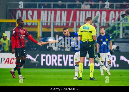 Milano, Italie. 22 aprile 2024. Lautaro Martínez (FC Inter) durante la partita di campionato italiano di serie A tra AC Milan e FC Internazionale il 22 aprile 2024 allo stadio San Siro di Milano, Italia - Photo Morgese-Rossini/DPPI Credit: DPPI Media/Alamy Live News Foto Stock