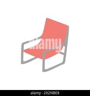 Sedia per mobili Vector. Poltrona piatta per picnic all'aperto per il tempo libero. Isolata su oggetto di White Design, sedia da pavimento in cartone per parco, esterno, Holiday Grill Illustrazione Vettoriale
