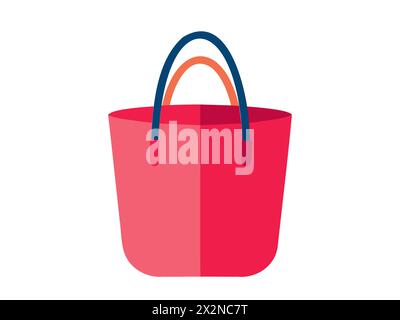 Illustrazione di una borsa rossa. Borsa dal design vivace in un design piatto. Design minimalista. Concetto di borse riutilizzabili, shopping ecologico. Isolato su Illustrazione Vettoriale