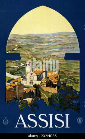 c. 1920 poster di viaggio Assisi Foto Stock