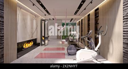sala fitness 3d render Foto Stock