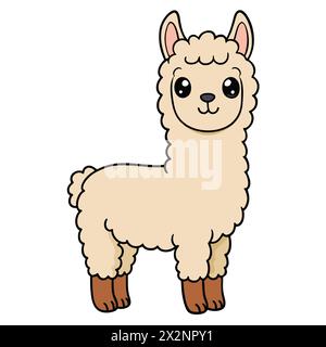 Avventura andina: Adorabili Llamas, perfetti per libri per bambini carte inviti loghi Web Design T-shirt biglietti di auguri cartoleria imballaggio tatuaggio Illustrazione Vettoriale