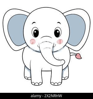 Adorabile Baby Elephant, perfetto per libri per bambini carte inviti loghi Web Design T-shirt biglietti di auguri cartoleria confezione di tatuaggi Illustrazione Vettoriale