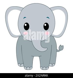 Adorabile Baby Elephant, perfetto per libri per bambini carte inviti loghi Web Design T-shirt biglietti di auguri cartoleria confezione di tatuaggi Illustrazione Vettoriale