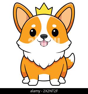 Sole sulle gambe corte: Happy Corgi Vector Art, perfetto per libri per bambini biglietti inviti loghi Web Design T-shirt biglietti d'auguri cancelleria Illustrazione Vettoriale