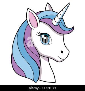 Magical Unicorn Vector, perfetto per libri per bambini carte inviti loghi Web Design T-shirt biglietti di auguri cartoleria Packaging disegni tatuaggi Illustrazione Vettoriale