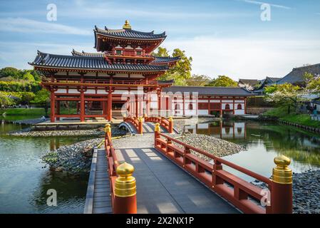 Phoenix Hall e giardino Jodo shiki di Byodoin a Kyoto, Giappone Foto Stock