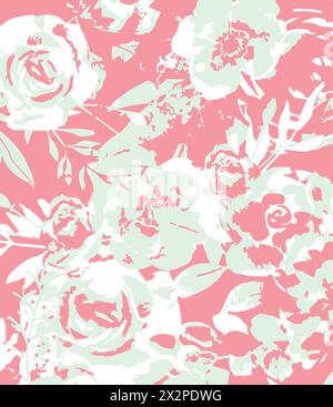 Motivo senza cuciture con fiori e foglie. Sfondo disegnato a mano. motivo floreale per carta da parati. Illustrazione Vettoriale