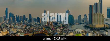 Panorama da Chinatown allo skyline di Bangkok, Thailandia, Asia Foto Stock
