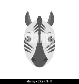 Simpatica zebra, cavallo a righe, ritratto di una mascotte di animali fumetti selvaggi per illustrazione vettoriale avatar Illustrazione Vettoriale