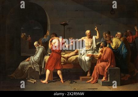 La morte di Socrate. Jacques-Louis David Foto Stock