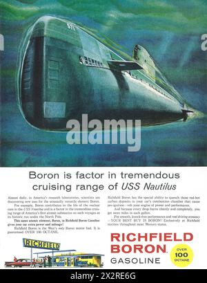 1959 Richfield Boron benzina ad con SOTTOMARINO USS NAUTILUS ATOMIC Foto Stock