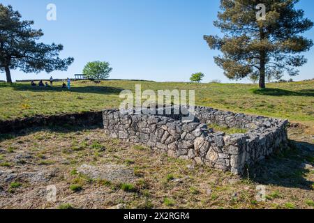 Strutture nel castro di San Cibrán de Lás, un sito archeologico di epoca pre-romana e romana. Ourense, Galizia. Spagna Foto Stock