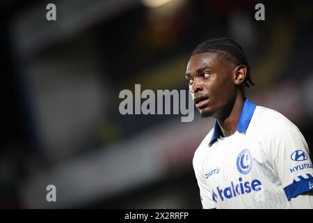 Sint Truiden, Belgio. 23 aprile 2024. Jorthy Mokio di Gent nella foto durante una partita di calcio tra Sint-Truidense VV e KAA Gent, martedì 23 aprile 2024 a Sint-Truiden, il giorno 5 (su 10) dei play-off europei della prima divisione del campionato belga "Jupiler Pro League" 2023-2024. BELGA PHOTO VIRGINIE LEFOUR credito: Belga News Agency/Alamy Live News Foto Stock