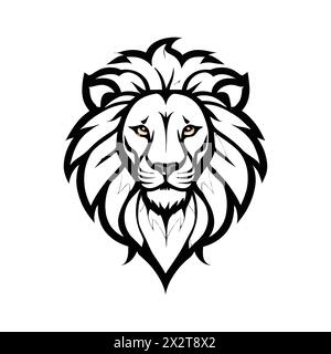 Mascotte con testa di leone isolata su sfondo bianco. Illustrazione vettoriale dell'icona della testa Lioness. Illustrazione Vettoriale