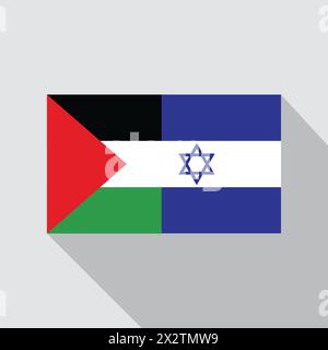 Illustrazione vettoriale della bandiera di Israele e Palestina. Israele Palestina conflitto arte vettoriale. Hamas Israel Palestina illustrazione del conflitto. Illustrazione Vettoriale