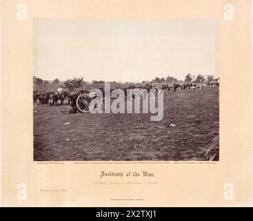 Vintage US Civile War Photography: "Battery D, 5th US Artillery in Action". Dalla serie di Alex Gardner Incidents of the War, 1868 Foto Stock
