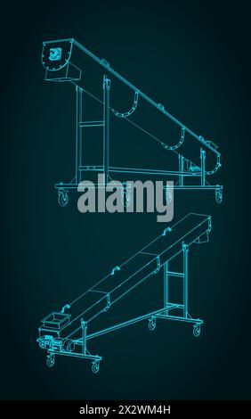 Illustrazioni vettoriali stilizzate di un trasportatore a vite mobile Illustrazione Vettoriale