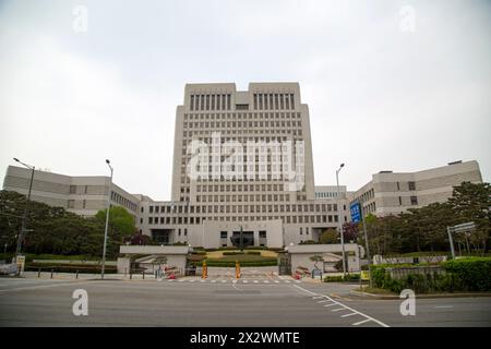 Corea. 11 aprile 2024. Corte Suprema di Corea, 11 aprile 2024: Corte Suprema di Corea a Seul, Corea del Sud. Crediti: Lee Jae-won/AFLO/Alamy Live News Foto Stock