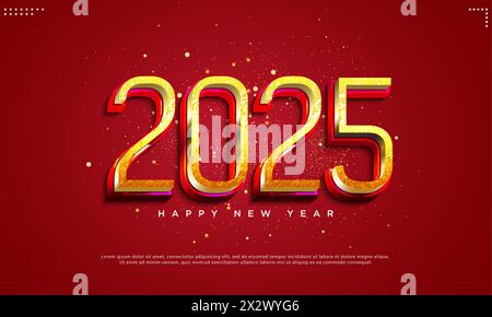 felice anno nuovo 2025. 2025 design numerico. Illustrazione Vettoriale