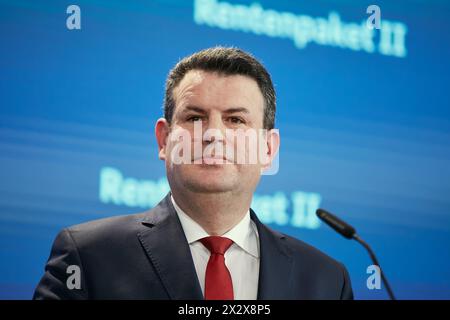 05.03.2024, Berlino, Berlino, Germania - Hubertus Heil, Ministro federale del lavoro e degli affari sociali, alla conferenza stampa per la presentazione del Foto Stock