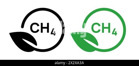 CH4 icona simbolo naturale del gas biologico verde metano Illustrazione Vettoriale