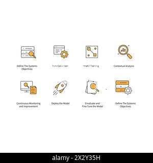Set di icone Adaptive ai Solutions Vector per ottimizzare le strategie aziendali Illustrazione Vettoriale