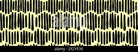 Piccolo trattino. Tratteggio minimale senza cuciture, piccoli elementi su sfondo giallo. Illustrazione Vettoriale