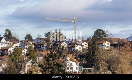 Schaffhausen, Schweiz - 17. Gennaio 2021: Die Einfamilienhäuser im Schaffhauser Quartier Buchthalen. Foto Stock