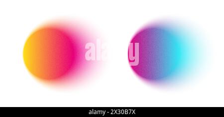 Sfumatura, cerchio di gradazione, granulosità, sfondo astratto. Mesh con sfumatura di acquerello neon. Vettore Illustrazione Vettoriale