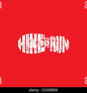 Scarpe con logo Hike and Run. logo running Illustrazione Vettoriale