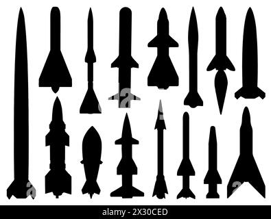 Grafica vettoriale silhouette missile militare Illustrazione Vettoriale