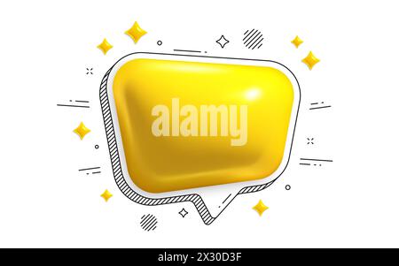 Icona a forma di fumetto. Icona 3d di commento chat gialla. Casella dei messaggi di conversazione. Banner dialogo social media. Vettore Illustrazione Vettoriale