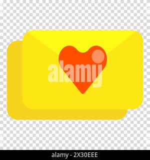 Cartolina, cuore, lettera d'amore, rivelazione, confessione, comunicazione, design piatto, immagine semplice, stile cartone animato. Concetto di dichiarazione d'amore. lin vettoriale Illustrazione Vettoriale