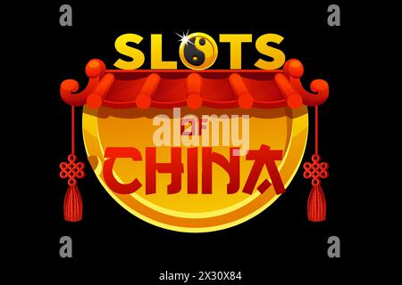 Logo slot della Cina. LOGO vettoriale per il casinò Illustrazione Vettoriale