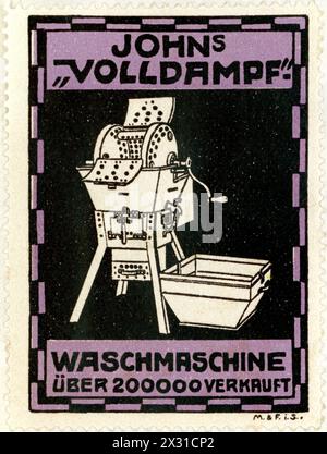 Pubblicità, casa, John's full Steam, lavatrice meccanica, produttore J. A. John, ULTERIORI DIRITTI-CLEARANCE-INFO-NOT-AVAILABLE Foto Stock