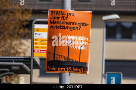 Ein Abstimmungsplakat wirbt für ein nein zur Übernahme der EU-Verordnung über die Europäische Grenz- und Küstenwache. DAS Schweizer Stimmvolk wird AM Foto Stock