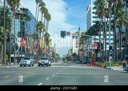 Hollywood Boulevard all'incrocio di la Brea a West Hollywood, Los Angeles, CALIFORNIA Foto Stock