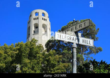 Geografia / viaggi, Stati Uniti, California, San Francisco, Coit Tower, TELEGRAPH HILL, INFORMAZIONI-DIRITTI-AGGIUNTIVI-AUTORIZZAZIONE-NON-DISPONIBILI Foto Stock