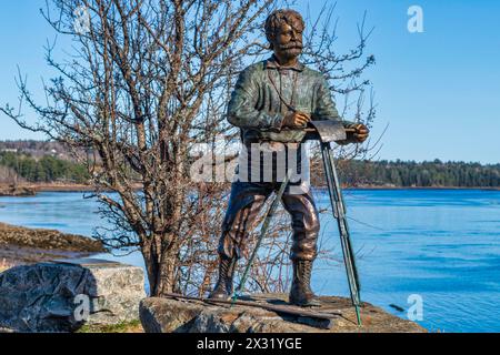 Statua di William Francis Ganong - St Stephen, New Brunswick Foto Stock