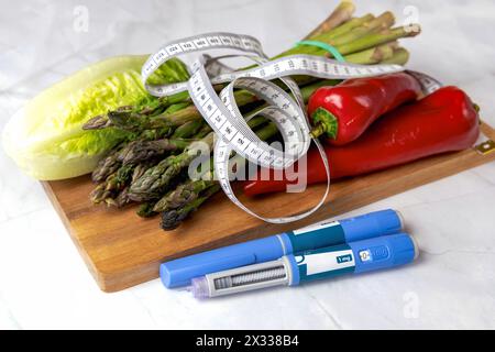 Penna per iniezione di insulina Ozempic per diabetici e perdita di peso. Foto Stock