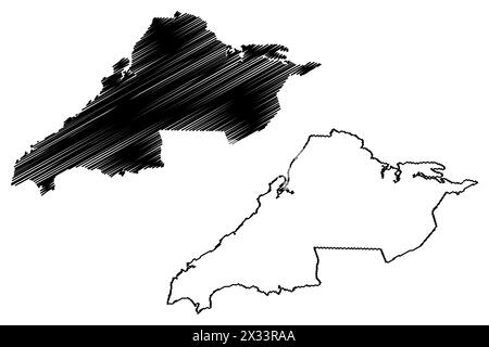 Cumberland County (Canada, Provincia della nuova Scozia, Nord America) mappa illustrazione vettoriale, schizzo di scribble mappa di Cumberland Illustrazione Vettoriale