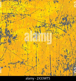 illustrazione vettoriale di sfondo della struttura della parete industriale in metallo giallo vecchio liscio leggermente sporco graffiato Illustrazione Vettoriale